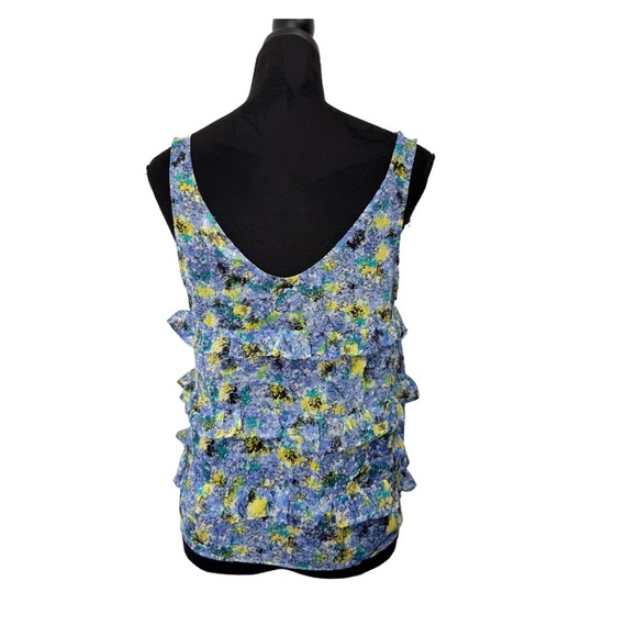 💎 BCBGeneration Sleeveless Ruffle Floral Top Blue - Picture 3 of 8